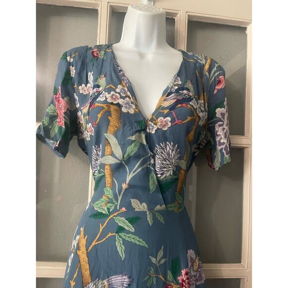 GP & J Baker‎ H&M Dress Midi Blue Floral Print Tea Dress - Picture 9 of 15